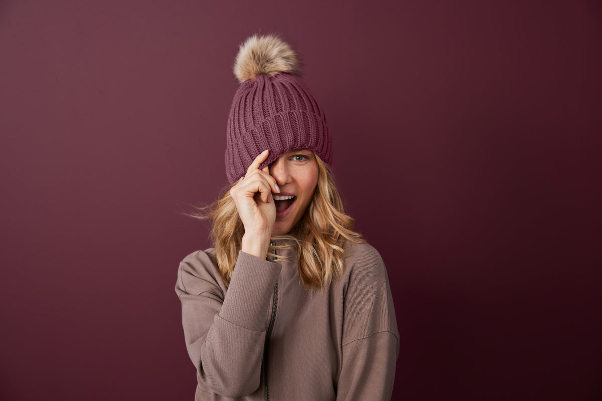 Olivia Faux Fur Pom Beanie